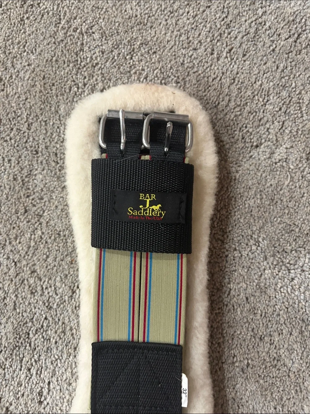 Bar J Woolback Double Elastic Contoured Girth 32”